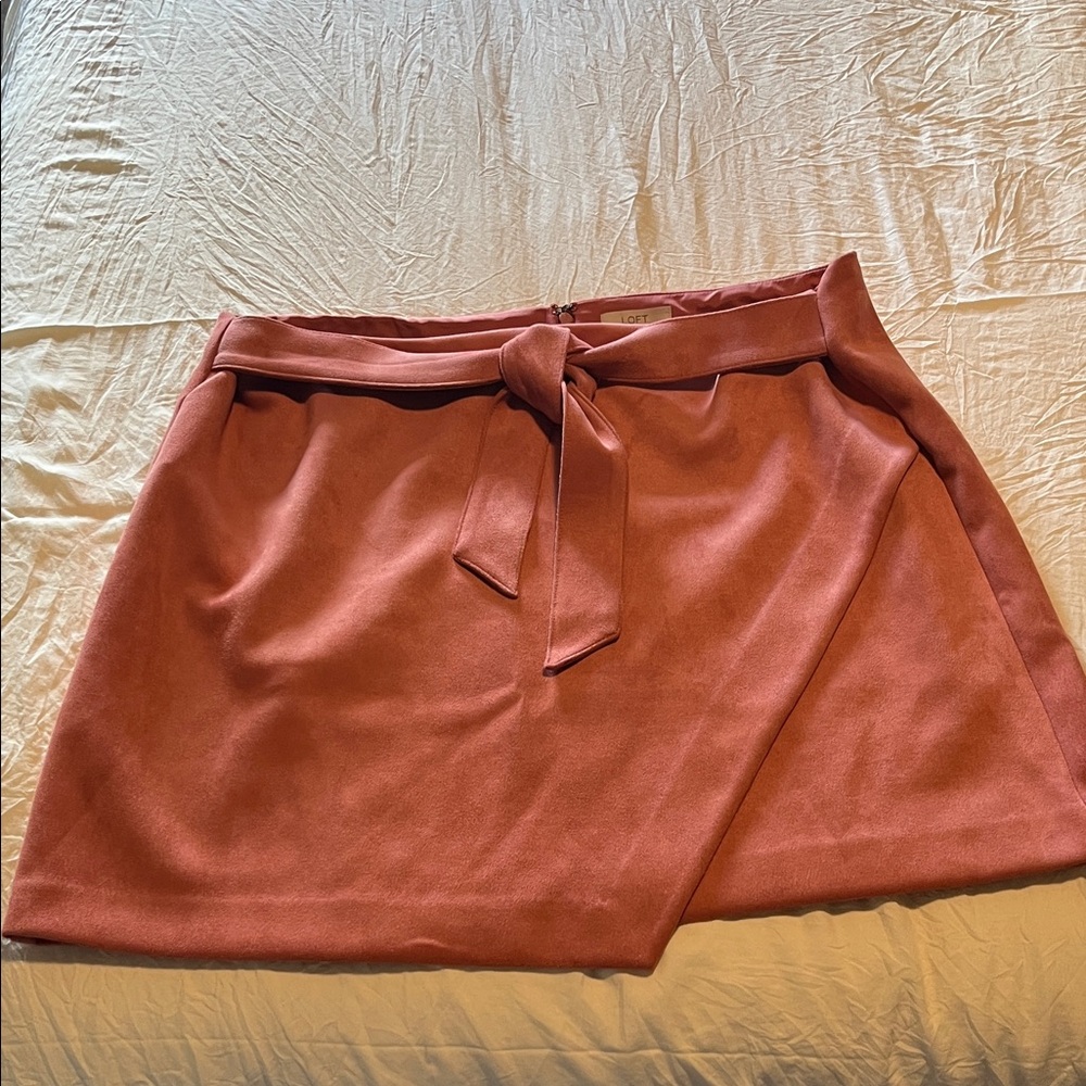 LOFT Rust-Pink Skirt with Self Tie
